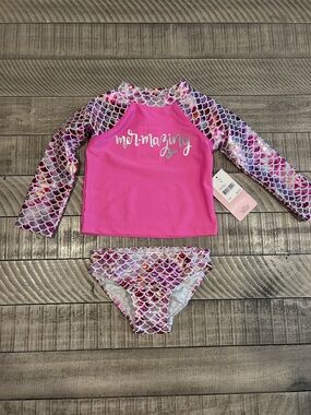Floatimini Pink Mermaid-Scale Rashguard Set